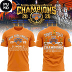 New York Knicks 3-Time Champions NBA 2026 T-Shirt