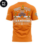 New York Knicks 3-Time Champions NBA 2026 T-Shirt