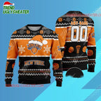 Personalized New York Knicks Festive Slam Dunk Ugly Christmas Sweater