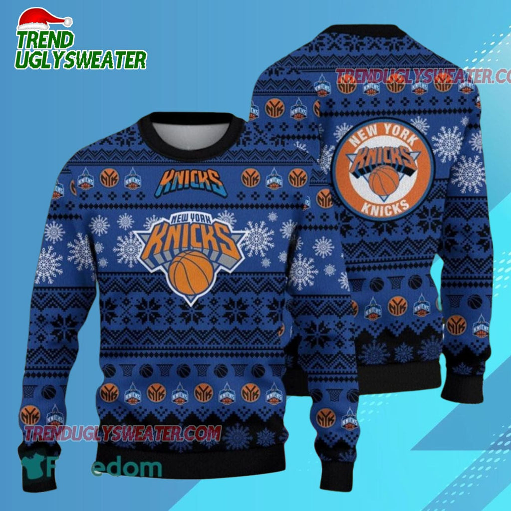 New York Knicks Frosty Basketball Ugly Christmas Sweater