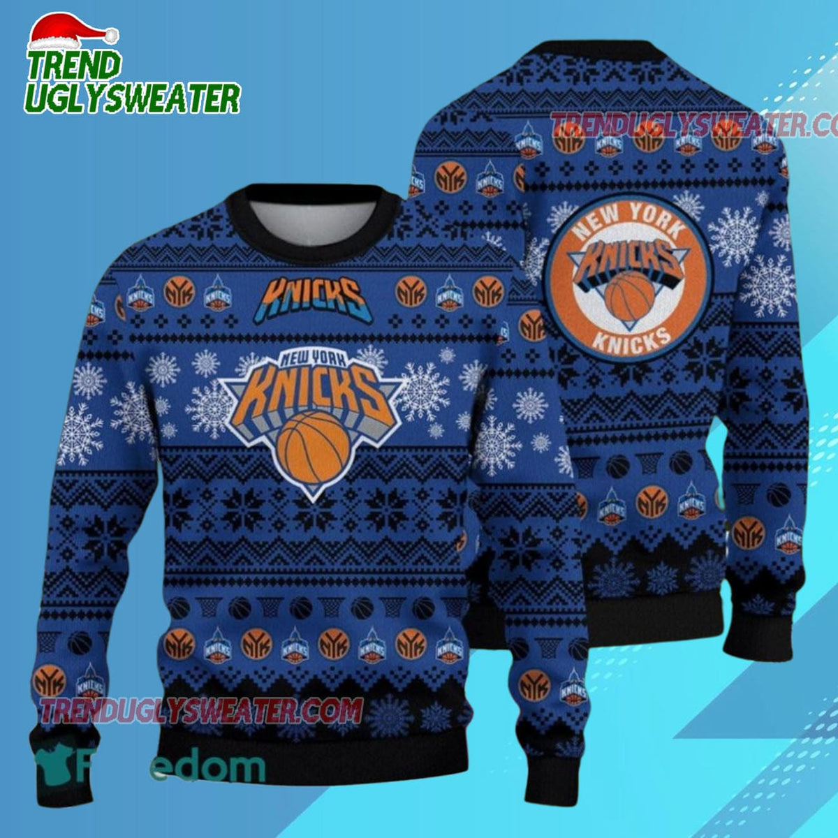 New York Knicks Frosty Basketball Ugly Christmas Sweater