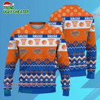 New York Knicks Snowfall Hoops Ugly Christmas Sweater