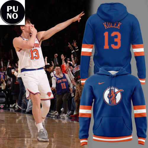 New York Knicks Tyler Kolek Statue of Liber3 Blue Hoodie T-Shirt