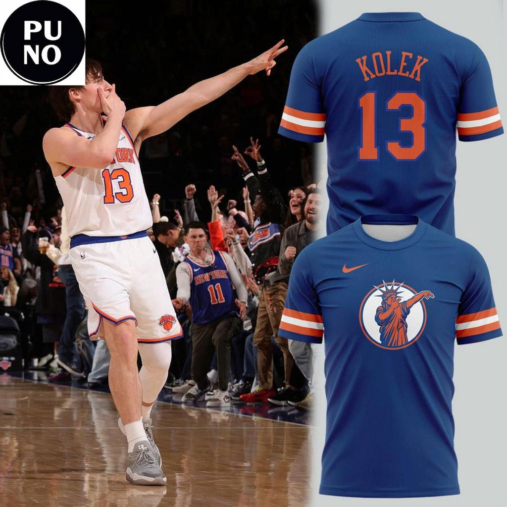 New York Knicks Tyler Kolek Statue of Liber3 Blue Hoodie T-Shirt