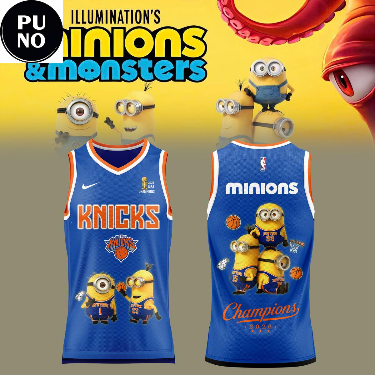 New York Knicks x Minions Monster 2026 NBA Champions Basketball Jersey