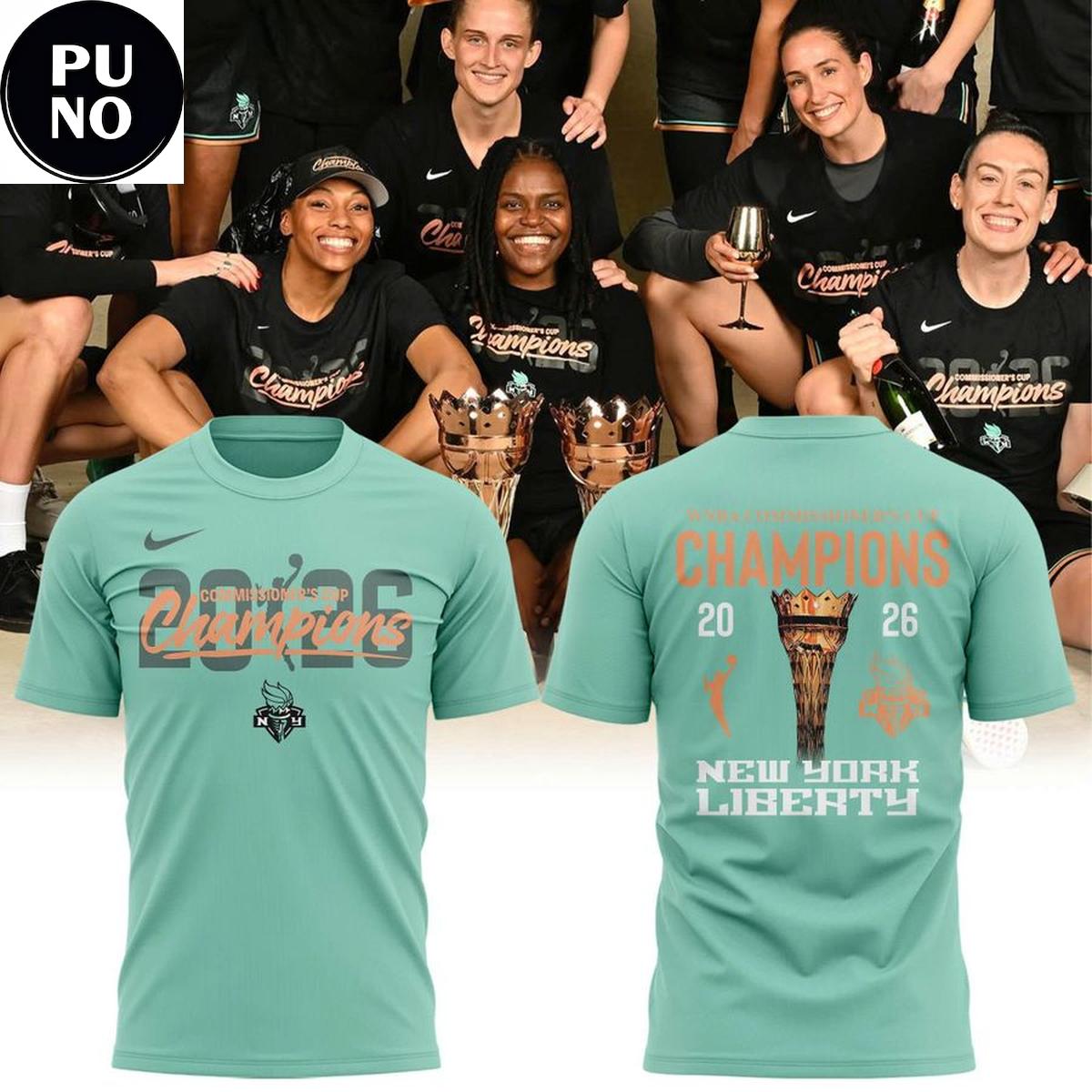 New York Liberty 2026 WNBA Commissioner’s Cup Champions Locker Room T-Shirt