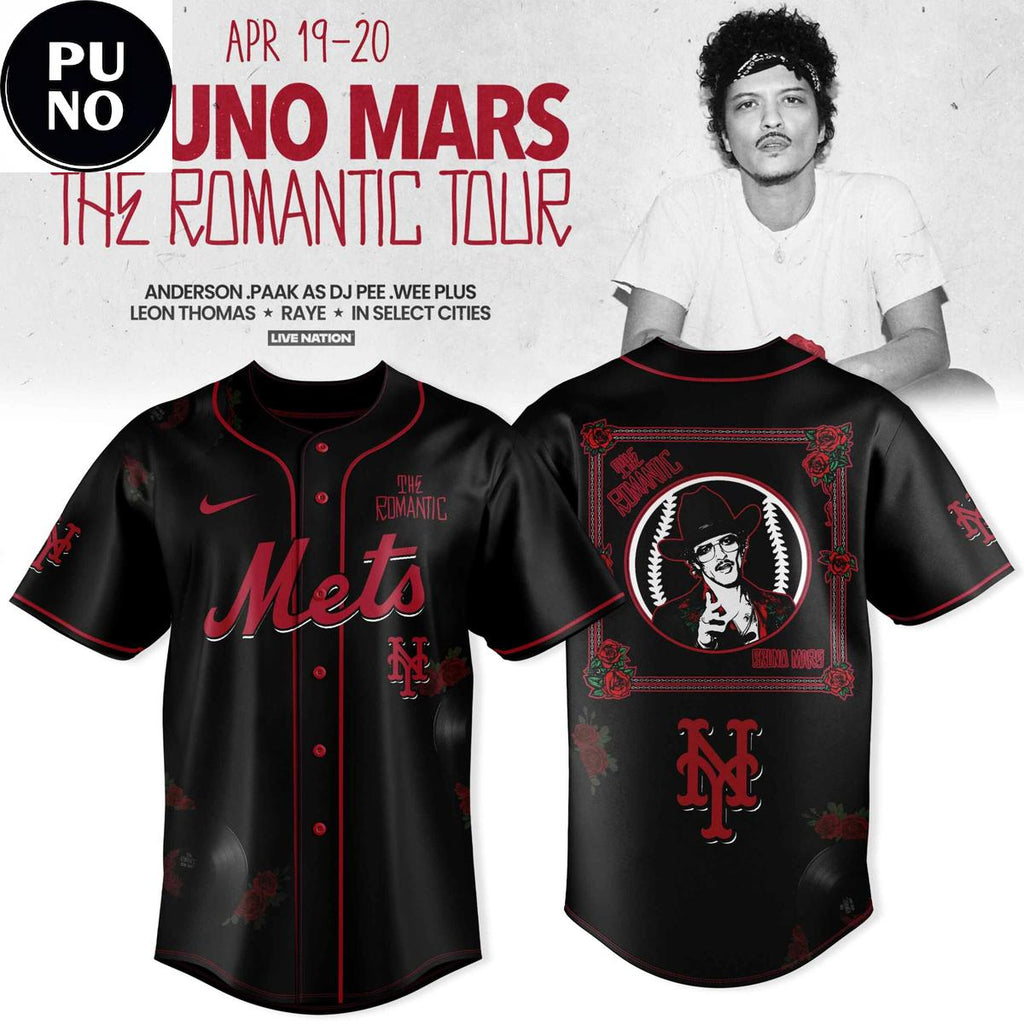 New York Mets x Bruno Mars The Romantic Tour 2026 New Baseball Jersey