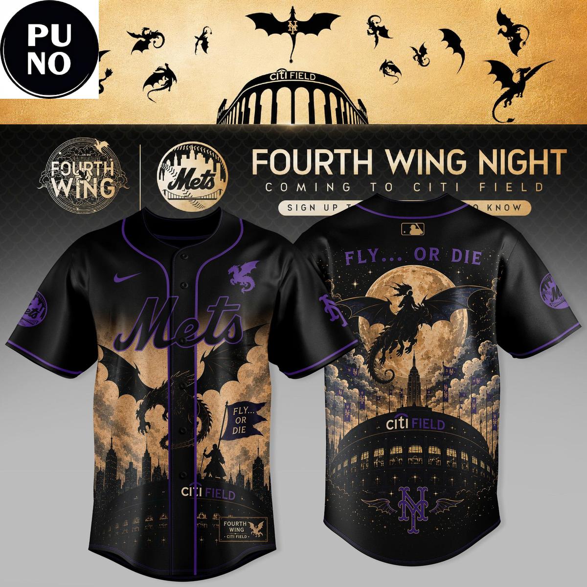 New York Mets x Fourth Wing Night 2026 Baseball Jersey