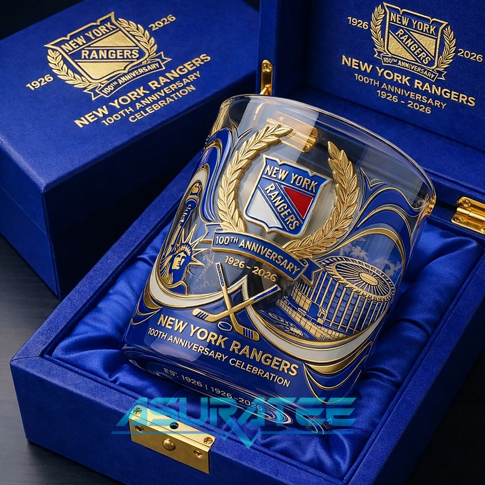 New York Rangers 100th Anniversary Commemorative Whiskey Glass
