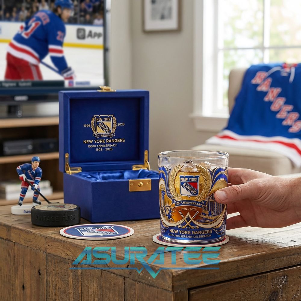 New York Rangers 100th Anniversary Commemorative Whiskey Glass
