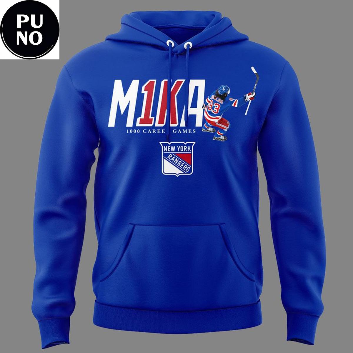 New York Rangers 2026 Mika Zibanejad M1KA 1000 Career Games Hoodie T-Shirt