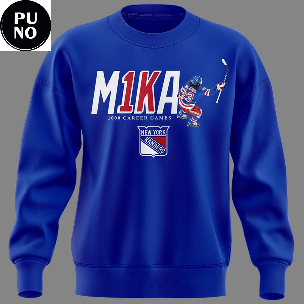 New York Rangers 2026 Mika Zibanejad M1KA 1000 Career Games Hoodie T-Shirt