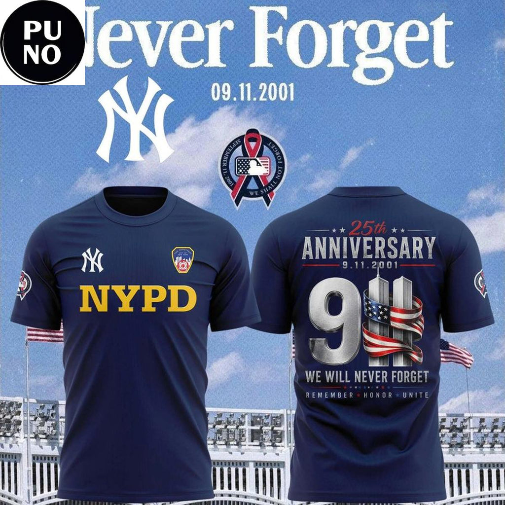 New York Yankees 2026 25th Anniversary 9/11 NYPD Hoodie T-Shirt