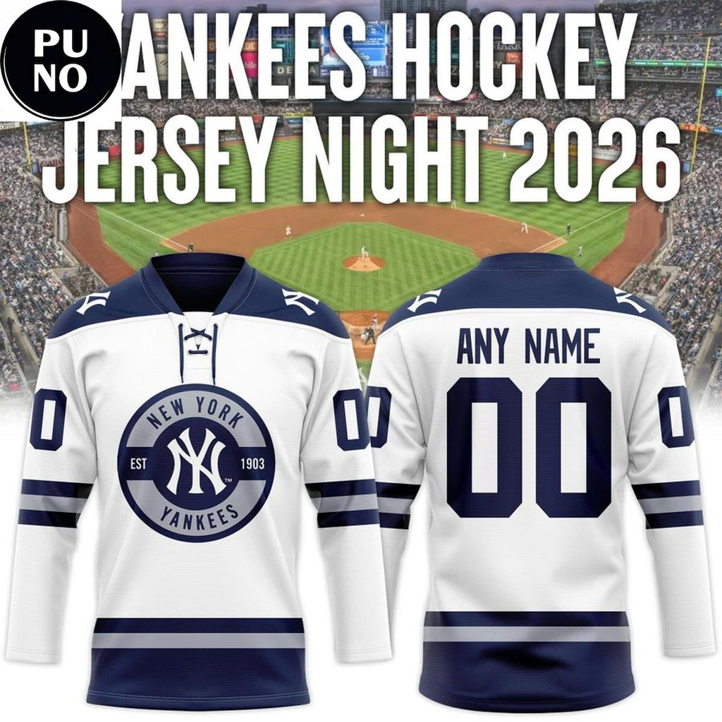 New York Yankees 2026 Hockey Night Personalized Hockey Jersey