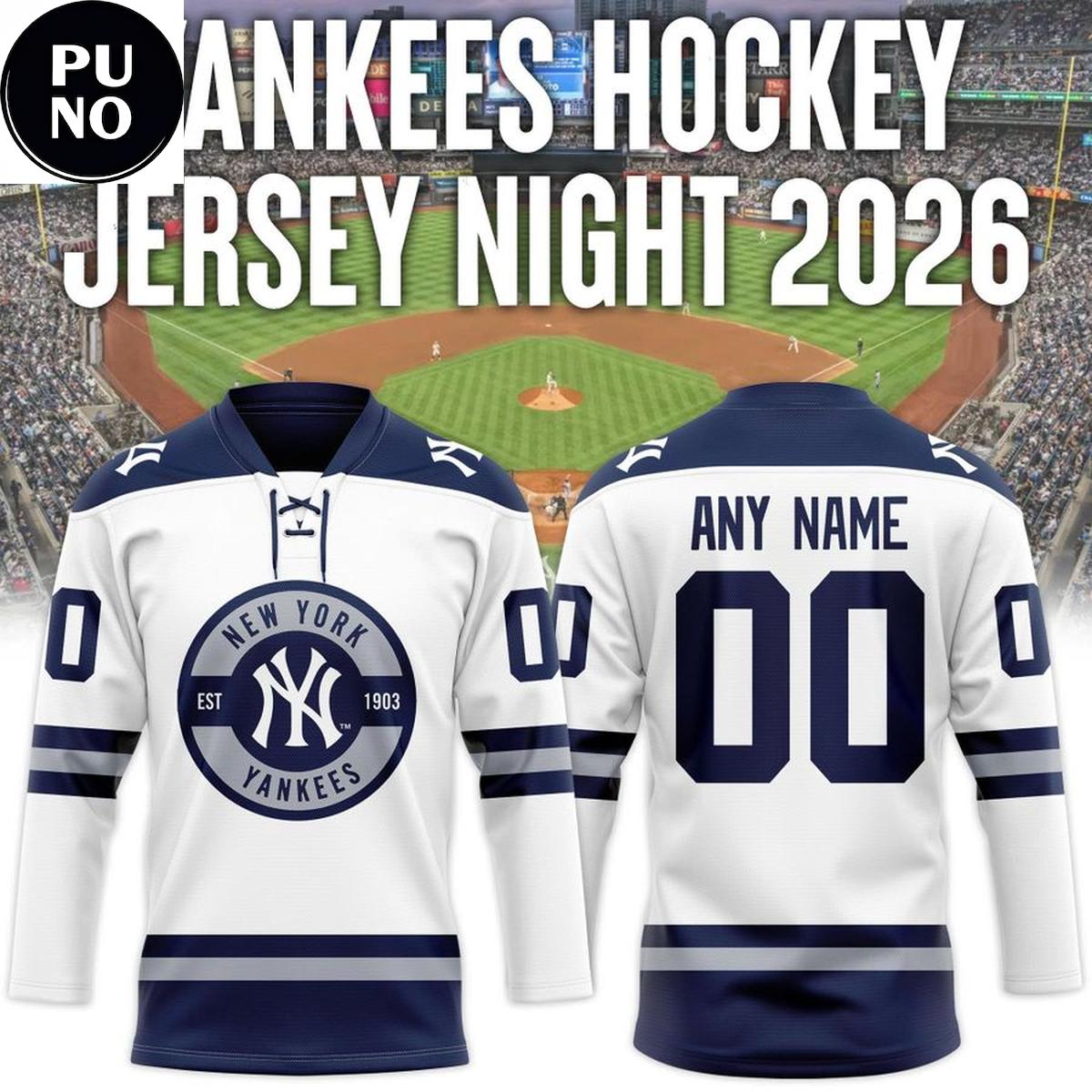 New York Yankees 2026 Hockey Night Personalized Hockey Jersey