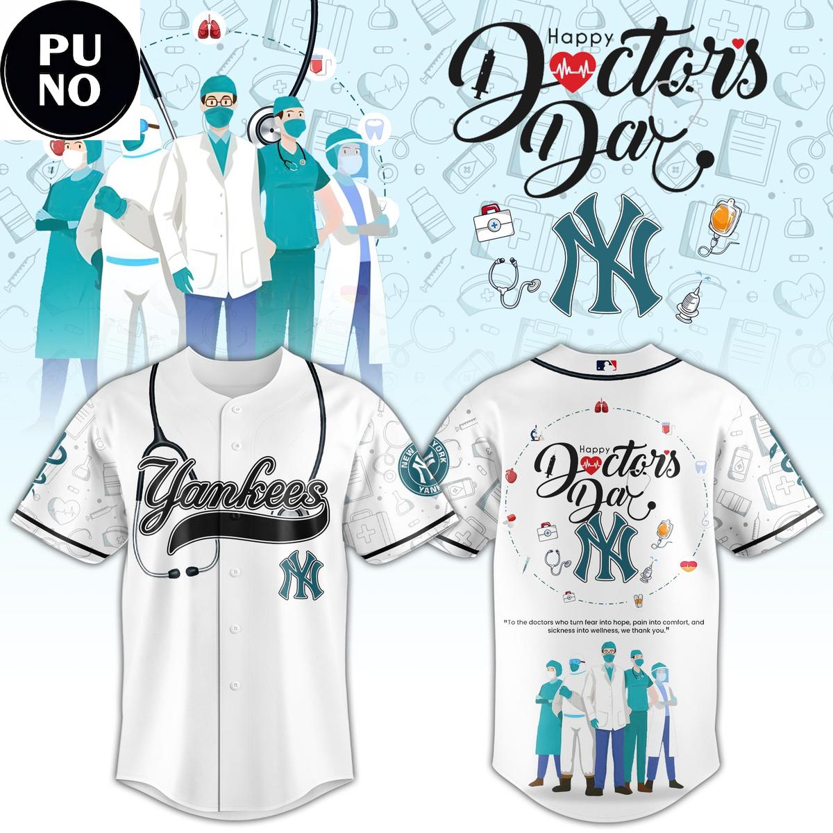 New York Yankees Happy National Doctors Day 2026 Baseball Jersey