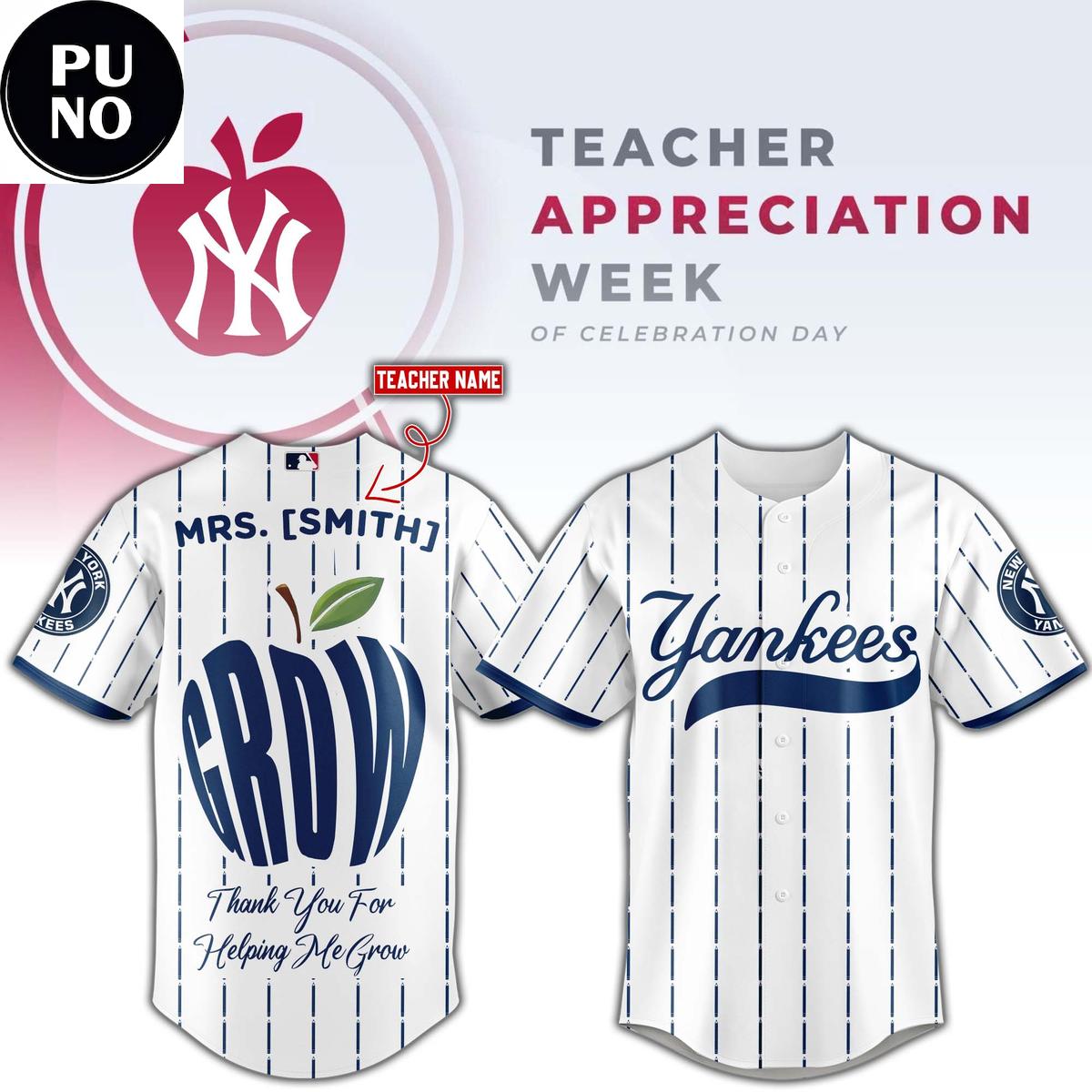 New York Yankees Happy Teacher Appreciation Week 2026 Personalized Baseball Jersey