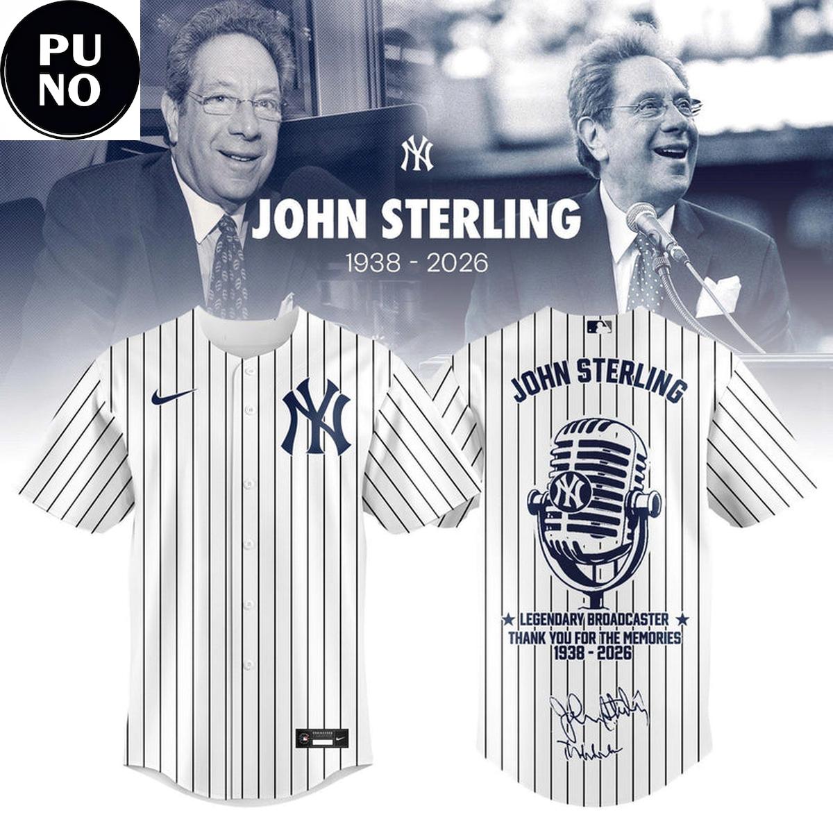 New York Yankees In Memories Of John Sterling 1938-2026 Baseball Jersey
