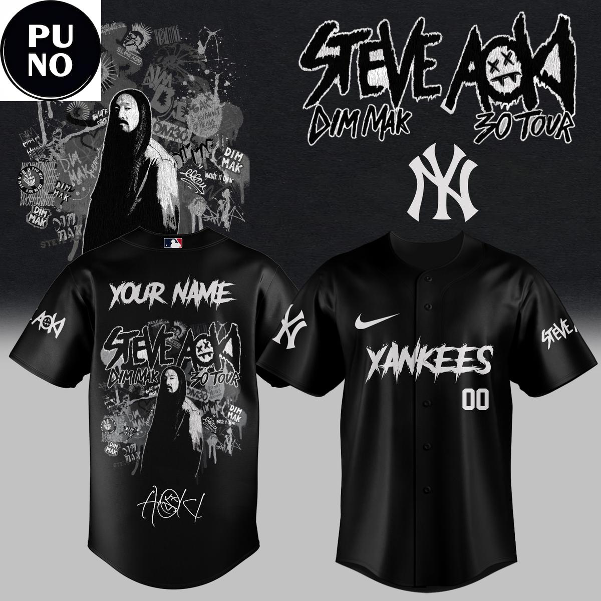 New York Yankees x DJ Steve Aoki Dim Mak 30 Tour 2026 Baseball Jersey