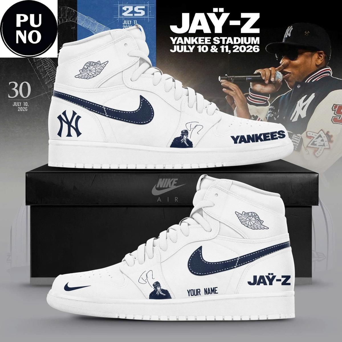 New York Yankees x Jay-Z Hometown Show 2026 Custom Name Air Jordan 1 Sneaker