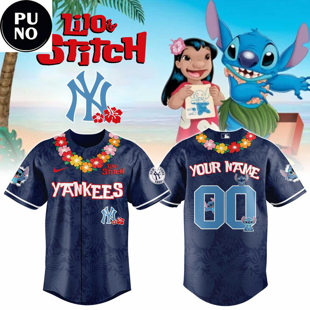 New York Yankees x Lilo & Stitch 2026 Personalized Baseball Jersey