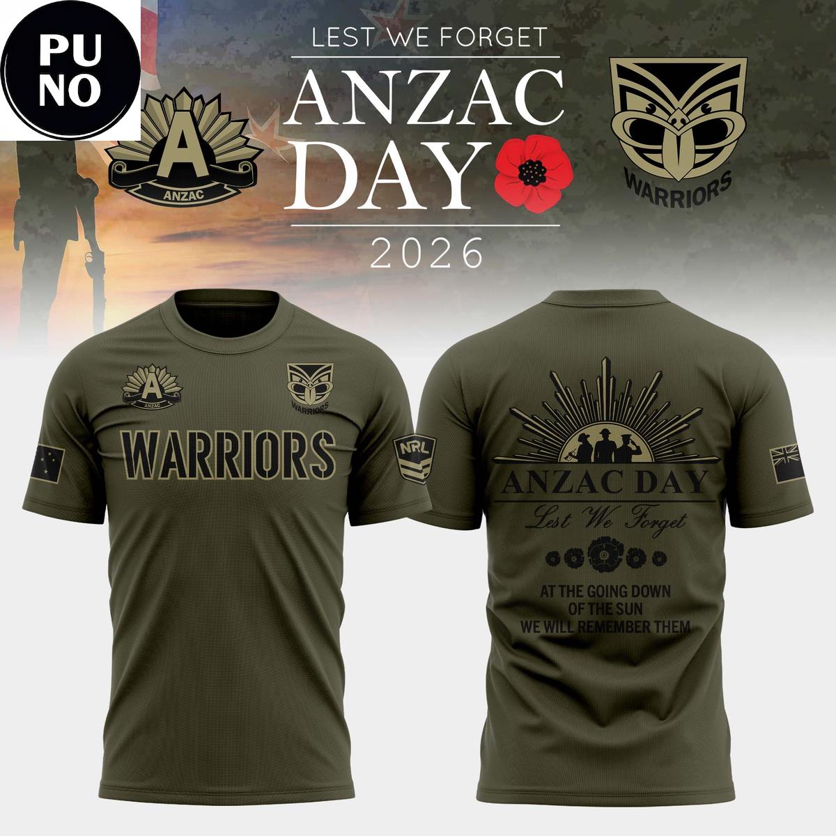 New Zealand Warriors Anzac Day 2026 Hoodie T-Shirt