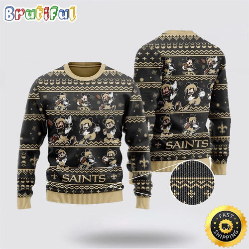 New Orleans Saints Ugly Christmas Sweater Captain Mickey Mouse Perfect Gift For Football Fans