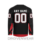 Nll Calgary Roughnecks Personalized Black V-shaped Hockey Jersey Design