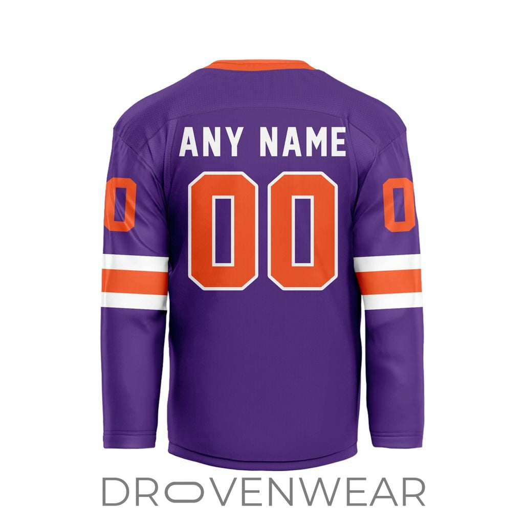 Nll Halifax Thunderbirds Personalized Purple V-shaped Hockey Jersey Design