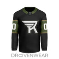 Nll Rochester Knighthawks Personalized Black V-shaped Hockey Jersey Design