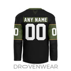 Nll Rochester Knighthawks Personalized Black V-shaped Hockey Jersey Design