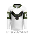 Nll Rochester Knighthawks Personalized White V-shaped Hockey Jersey Design