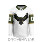 Nll Rochester Knighthawks Personalized White V-shaped Hockey Jersey Design