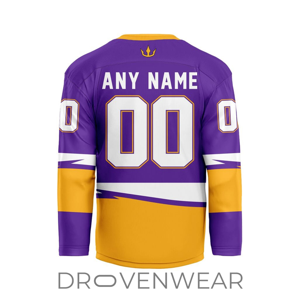 Nll San Diego Seals Personalized Purple V-shaped Hockey Jersey Design