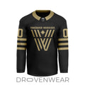 Nll Vancouver Warriors Personalized Black V-shaped Hockey Jersey Design
