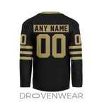 Nll Vancouver Warriors Personalized Black V-shaped Hockey Jersey Design