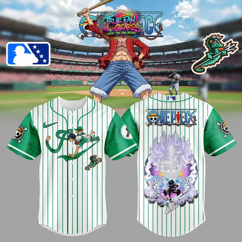 Norfolk Tides x One Piece Straw Hat Luffy Gear 5 Baseball Jersey