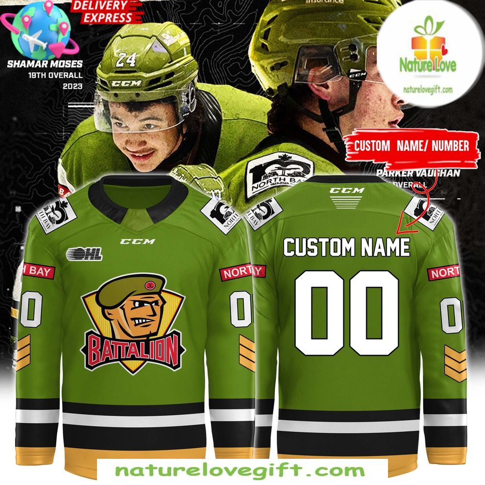 North Bay Battalion 2026 OHL Hockey Jersey New Uniform