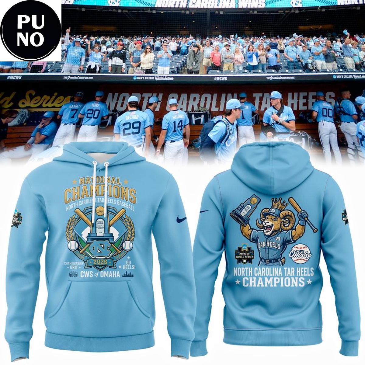 North Carolina Tar Heels 2026 College World Series Champions Mascot Hoodie T-Shirt