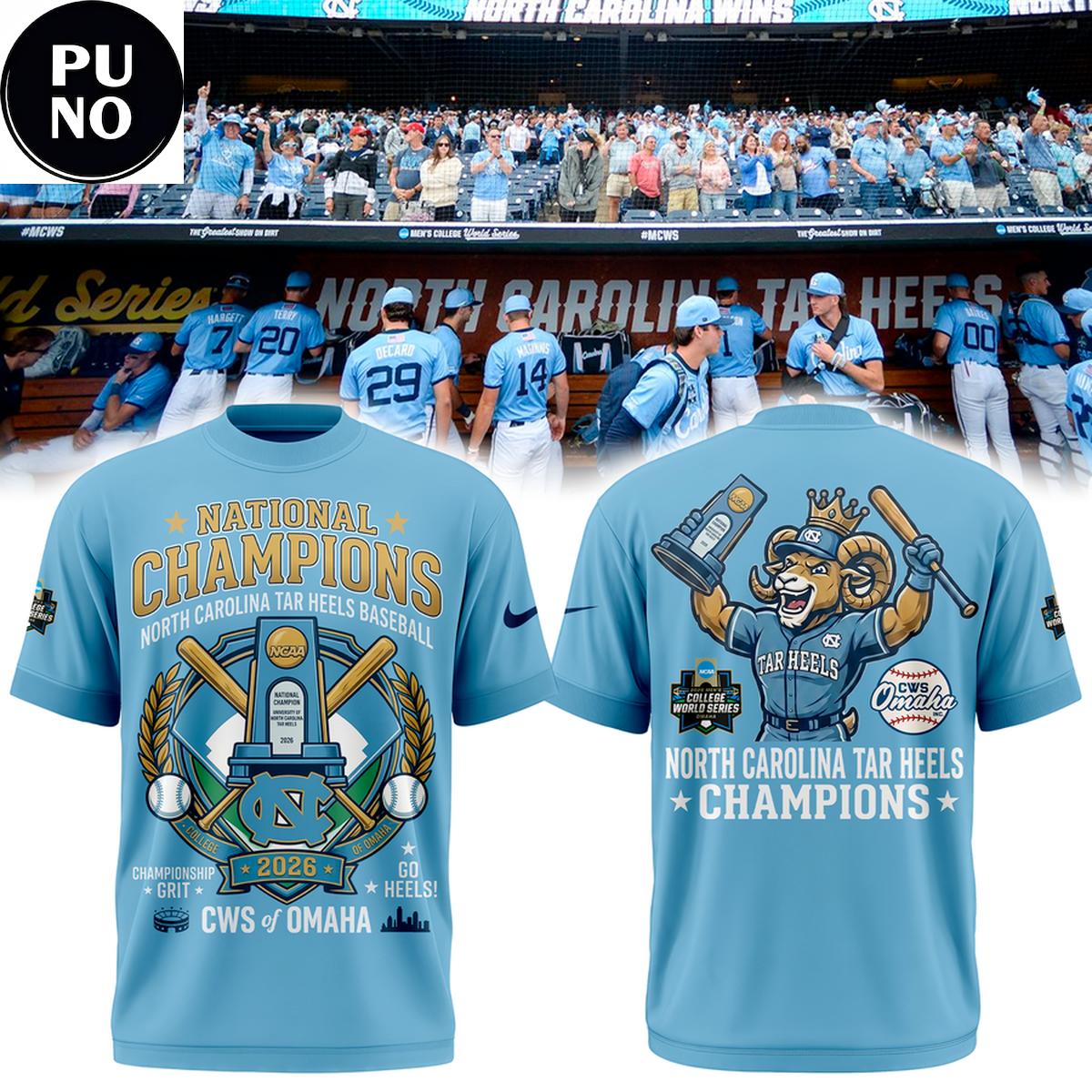 North Carolina Tar Heels 2026 College World Series Champions Mascot Hoodie T-Shirt