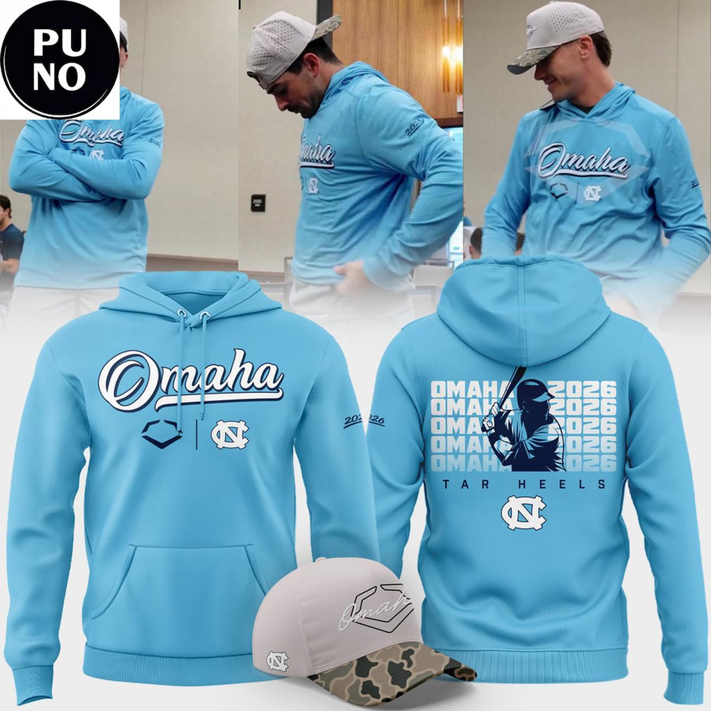 North Carolina Tar Heels x EvoShield 2026 Baseball College World Series Omaha Hoodie T-Shirt