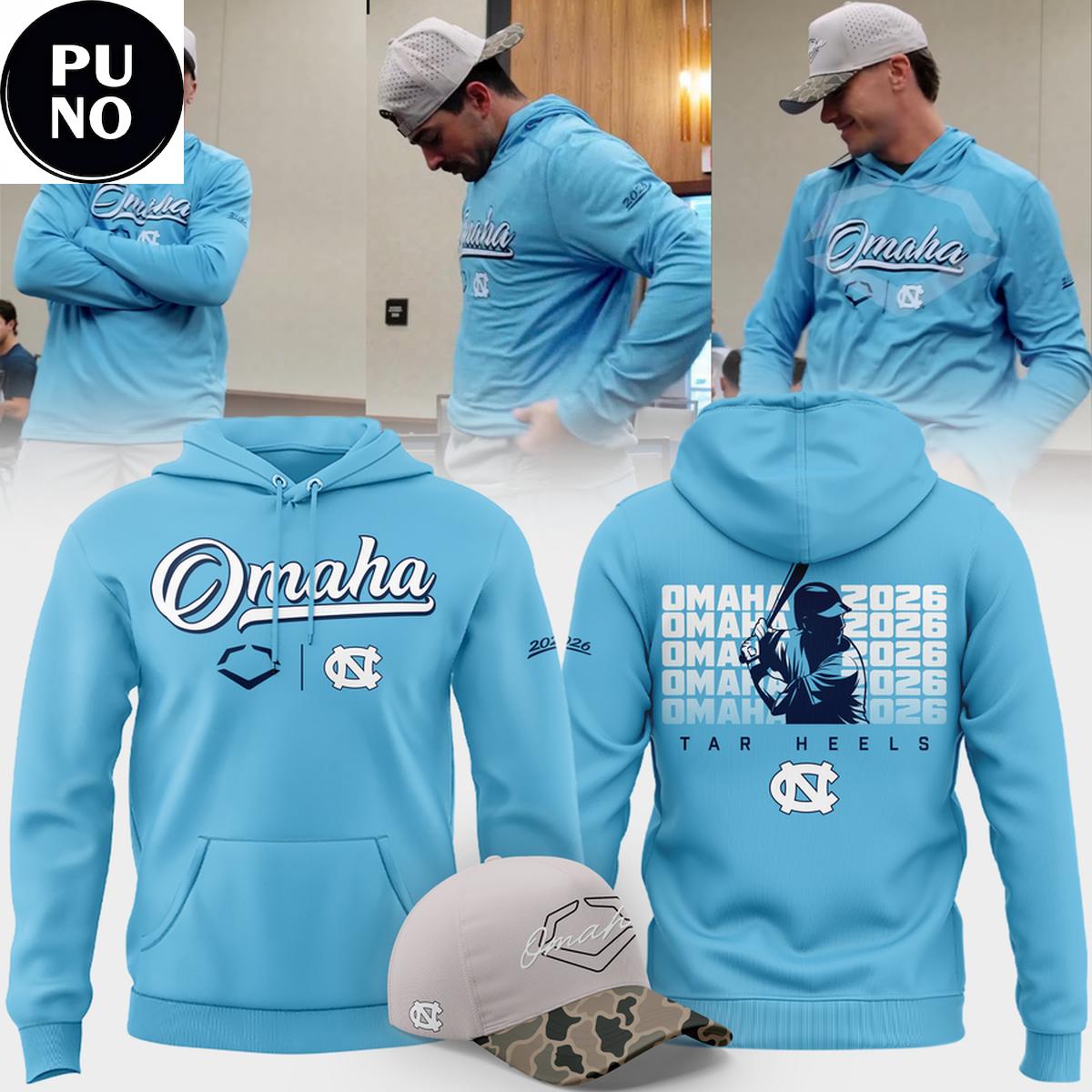 North Carolina Tar Heels x EvoShield 2026 Baseball College World Series Omaha Hoodie T-Shirt