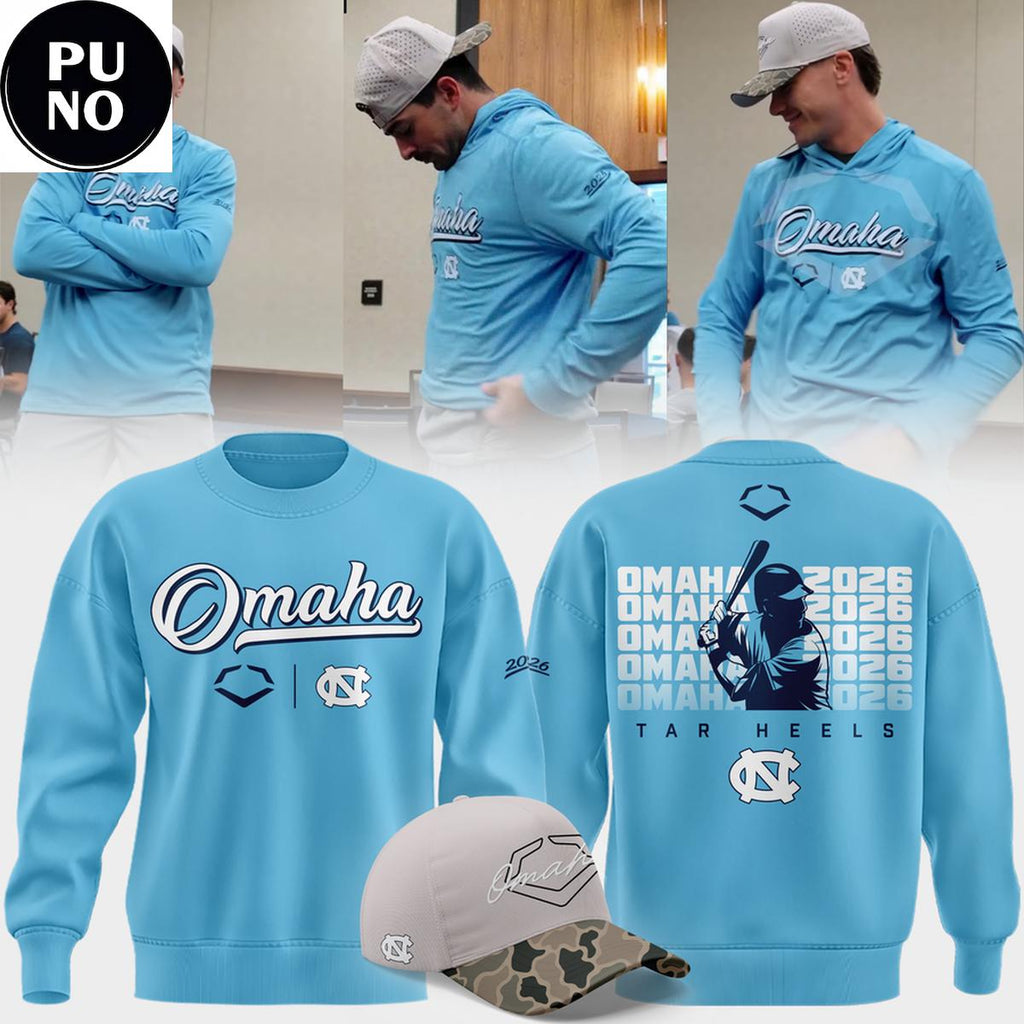North Carolina Tar Heels x EvoShield 2026 Baseball College World Series Omaha Hoodie T-Shirt