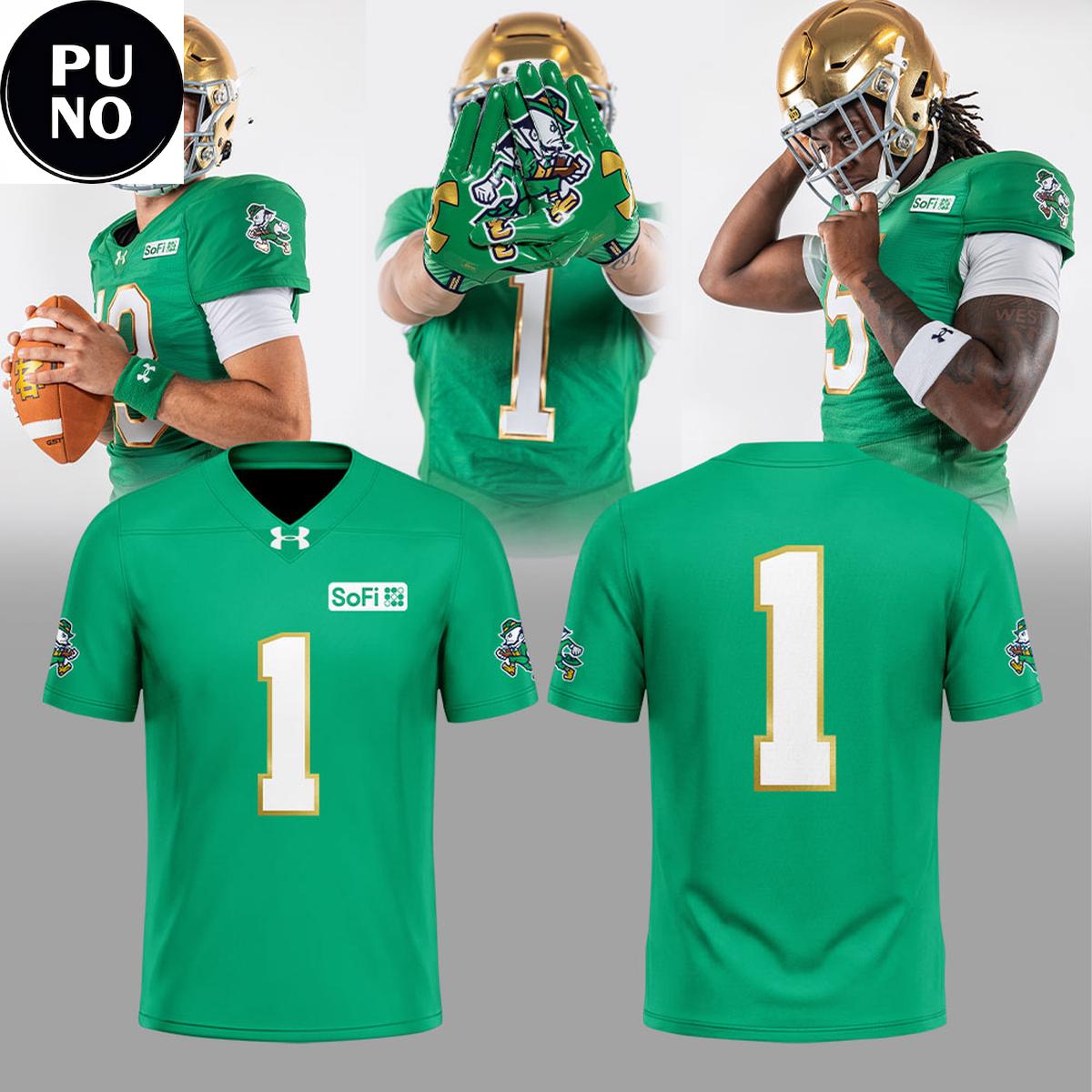 Notre Dame Fighting Irish 2026 Kelly Green Personalized Football Jersey