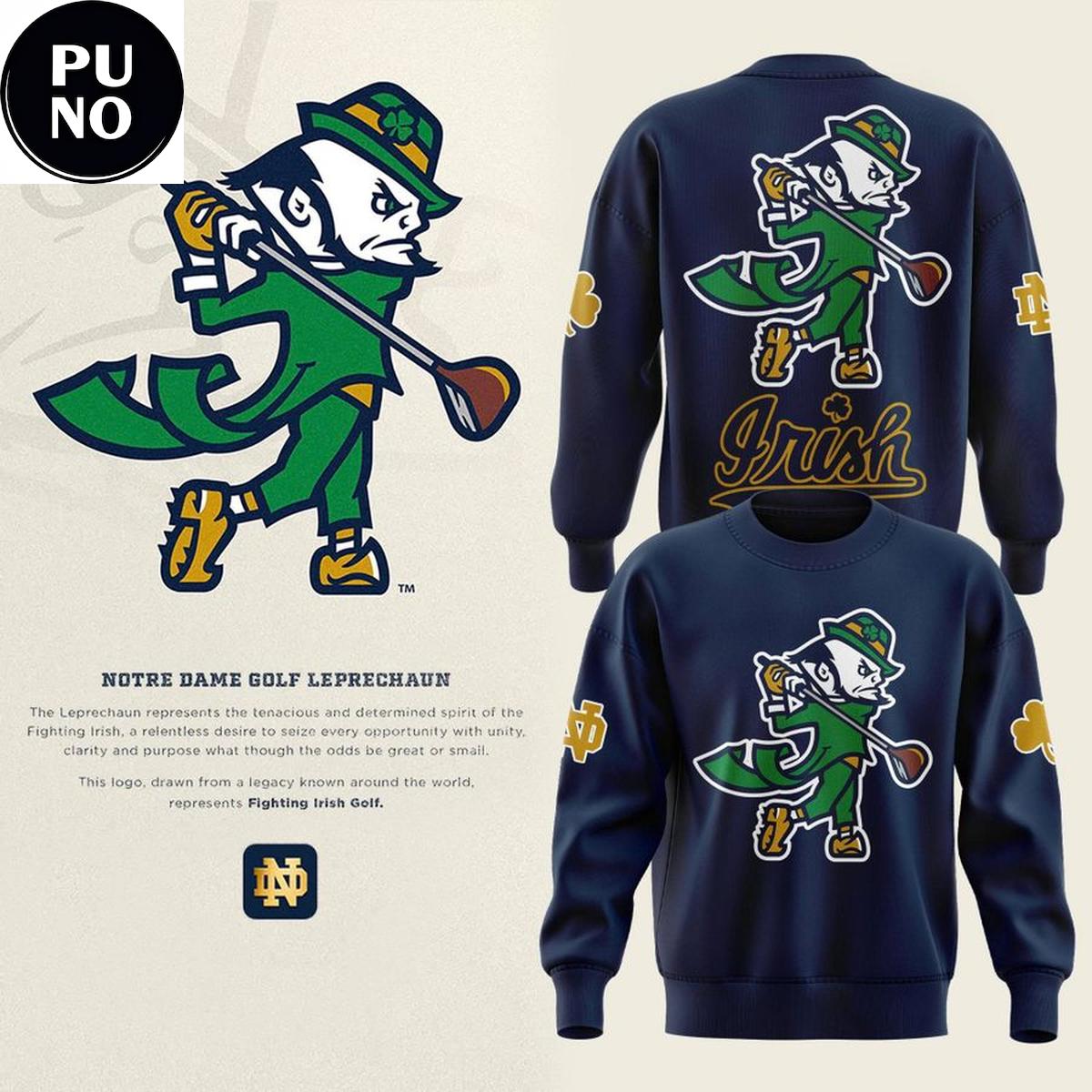 Notre Dame Fighting Irish 2026 Men’s Golf Leprechaun Hoodie T-Shirt