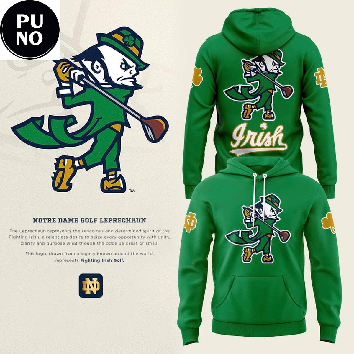 Notre Dame Fighting Irish 2026 Men’s Golf Leprechaun Hoodie T-Shirt