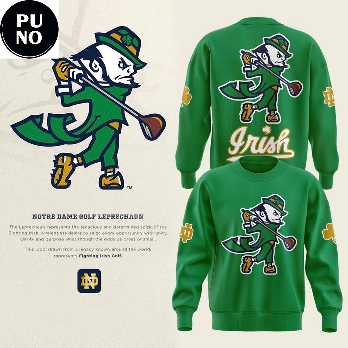 Notre Dame Fighting Irish 2026 Men’s Golf Leprechaun Hoodie T-Shirt