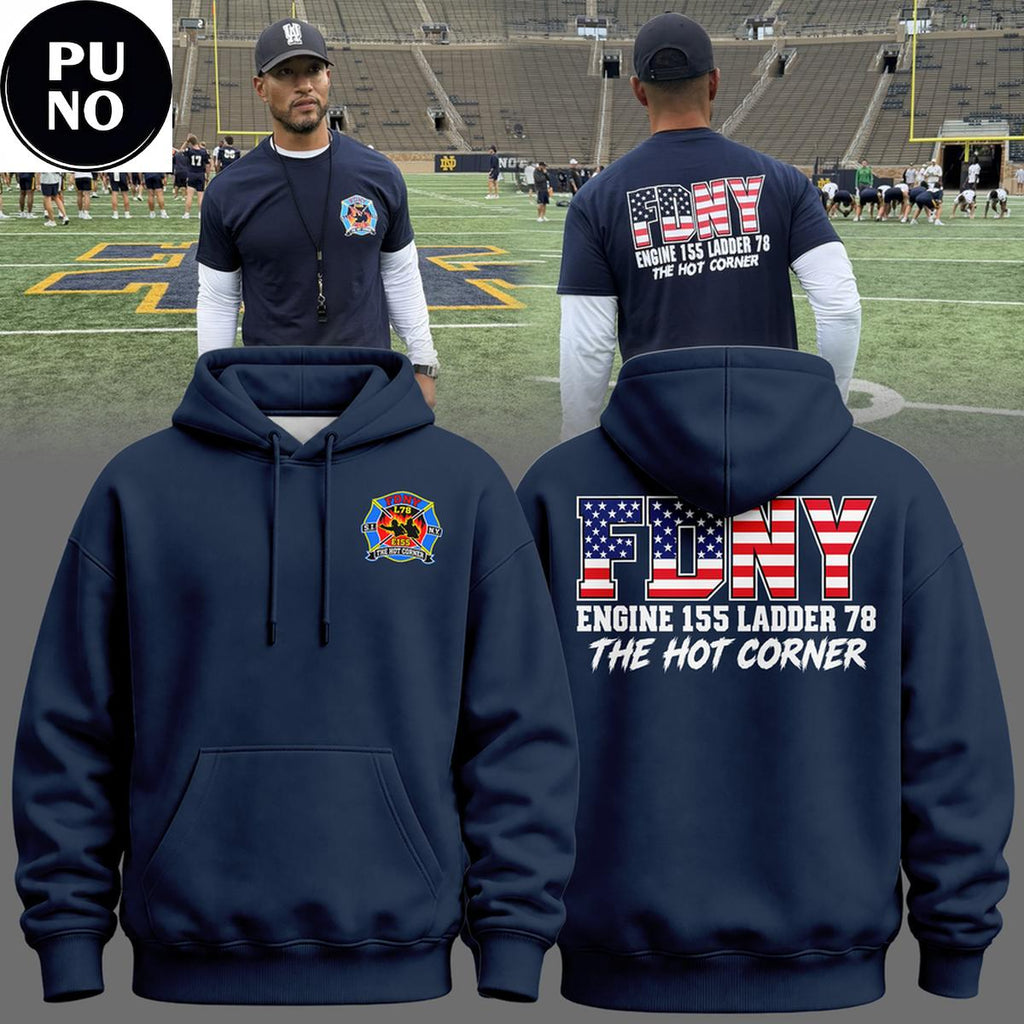 Notre Dame Fighting Irish Coach Marcus Freeman Engine 155 Ladder 78 Hot Corner Hoodie  T-Shirt