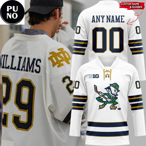Notre Dame Fighting Irish Leprechaun Personalized Hockey Jersey