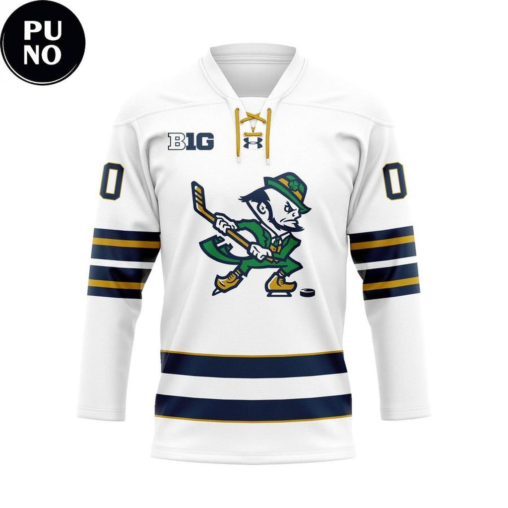 Notre Dame Fighting Irish Leprechaun Personalized Hockey Jersey